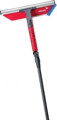 A Vileda window cleaner with a telescopic handle against a white background.
