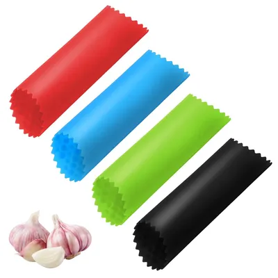 Knoflookschiller-Set 4er, Silikon, Knoblauchrolle, Küchenhelfer