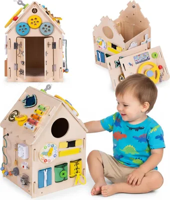 Immagine prodotto di Casetta in legno per attività per bambini, 30 giochi educativi