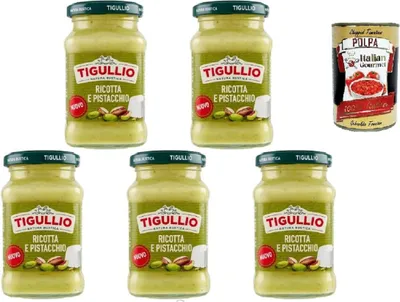 Produktbild von Star Tigullio GranPesto Pesto Ricotta e Pistacchio, Pesto mit Ricotta und Pistazie, 5er Pack x 185g Sauce,  Italy+ Italian Gourmet polpa 400g