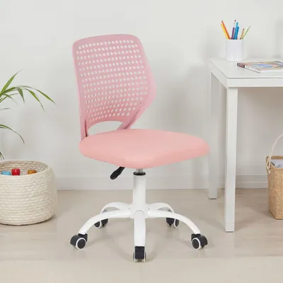 Produktbild von Schreibtischstuhl JADE höhenverstellbar, Pink – ergonomischer Bürostuhl für Kinder, atmungsaktiver Mesh-Bezug, Rückenlehne aus Kunststoff, 5-Stern-Fußkreuz aus Metall