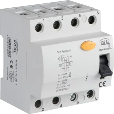 Produktbild von Kanlux KRD6-4/40/30 Fehlerstromschutzschalter, 4-polig, 40A, 30mA