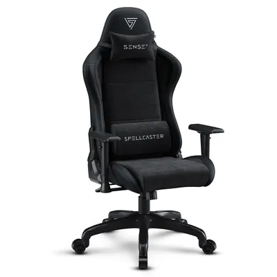 Zdjęcie produktu dla Sense7 Zaklínač FUKU: fotel gamingowy, krzesło gamingowe, krzesło biurowe, ergonomiczne krzesło biurowe, obrotowe krzesło z podłokietnikami i zagłówkiem, maksymalne obciążenie do 120 kg, kolor czarny