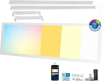 Produktbild von 120x30-RGB+CCT LED Bluetooth Mesh Smart Aufbau-Panel Deckenleuchte dimmbar (APP) Steuerung (mit Aufbaurahmen)