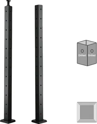 Immagine prodotto di Paletto per parapetto, fori preforati a L, acciaio inox resistente, tipo H