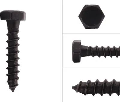 Produktbild von Sechskant Holzschrauben verzinkt schwarz M8 x 40 mm - Pro 25 Stück
