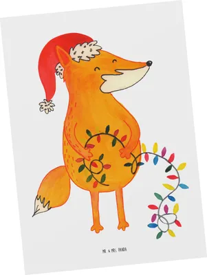 Produktbild von Mr. & Mrs. Panda Grußkarte Fuchs Weihnachten - Weiß - Geschenk, Füchse, Postkarte, Postkarten, Weihnachtsmann, Motivkarte, Nikolaus, Winter, Ansichtskarten, Ansichtskarte