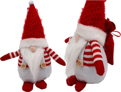 Produktbild von Weihnachtsmann Figur 25 cm Weiß – Dekofigur mit Geschenksack für Weihnachtsdeko