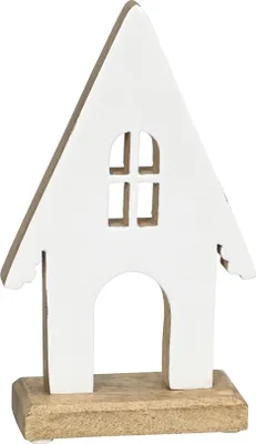 Produktbild von Haus Holz weiß/natur Dekohaus Mangoholz 12x5,5cm H21cm