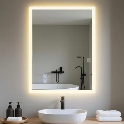 Produktbild von ZMH Badezimmerspiege Beleuchtung 60x80cm Badspiegel LED Dimmbar mit Touch Schalter Entfogger Wandspiegel Badezimmer Badezimmerspiegel Lichtspiegel