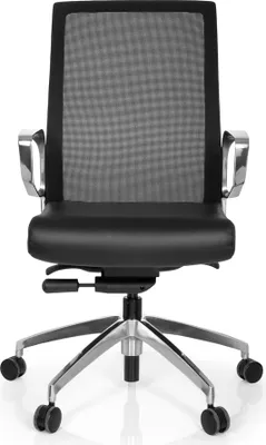 Obrázek produktu pro hjh OFFICE Profesionální kancelářská židle PROVIDER NET Ergonomická kancelářská židle s područkami z umělé kůže černá Otočná židle pro kancelář, domácnost
