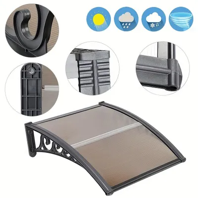Immagine prodotto di Tenda parasole trasparente in policarbonato con struttura in alluminio, dimensioni 100x100 cm, colore marrone