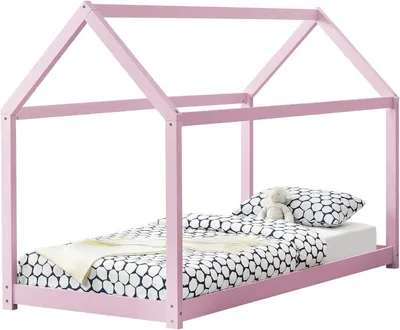 Productafbeelding van Roze houten kinderbed Netstal als huisbed 90x200 cm