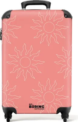 Produktbild von NoBoringSuitcases.com® Koffer Handgepäck Trolley Rollkoffer Kleine Reisekoffer mit 4 Rollen - Rosa Sonnenmuster - Cabin Size < 55x40x23 cm & 55x40x20 cm - Fotokoffer - Kabinenkoffer - BoardgepäckHandgepäck Koffer 55x35x20 cm, 36L,