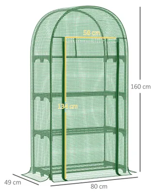 Image de Serre de jardin pour balcon - Serre en film plastique - Film PE résistant aux UV - Porte à rouleau - 4 étagères - 80 x 49 x 160 cm - Vert armée