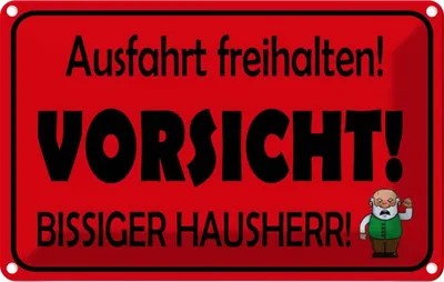 Produktbild von vianmo Blechschild 12x18 cm Ausfahrt freihalten biss. Hausherr Warnschild Hinweisschild Sicherheit Vorsicht