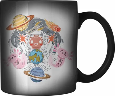 Produktbild von Trendation - Coole Axolotl Farbwechsel Zauber-Tasse Grafik Lustig Geschenkidee Schwanzlurch Tiere Geschenk (Schwarz)