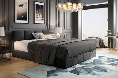 TRADA Royal Boxspringbett 160x200 mit Bettkasten Bonell H3 mit Topper Dunkelgrau