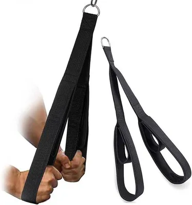 Productafbeelding van Tricepstouw - Kabelbevestiging - Krachttraining - Versterkt nylonweefsel - 20 cm - Zwart