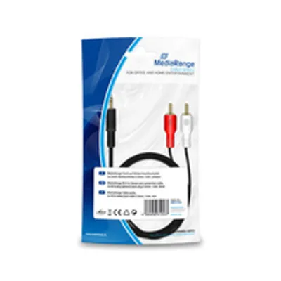 Produktbild von MediaRange Chinch Anschlusskabel 2x Chinch-Stecker 3.5mm 1m