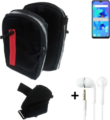 Produktbild von K-S-Trade Outdoor Gürteltasche Holster Umhängetasche + Kopfhörer kompatibel mit UMIDIGI A7 schwarz Handy Tasche Case travelbag Schutzhülle