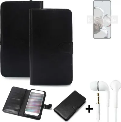 Produktbild von K-S-Trade Wallet Case Handyhülle kompatibel mit Xiaomi 12T Schutzhülle Flip cover Flipstyle Tasche Hülle Flipcover Slim Bumper schwarz + in ear