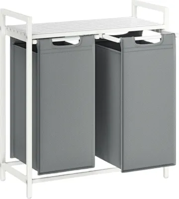 Produktbild von Wäschekorb mit 2 Fächern und Ablage – platzsparend – 73 x 33 x 72 cm