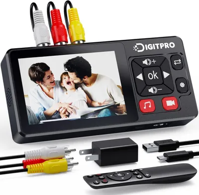 Immagine prodotto di Convertitore da VHS a digitale, digitalizzatore HD per videoregistratori, dispositivo di acquisizione video VHS compatibile con Mini DV, lettore DVD, Blu-ray