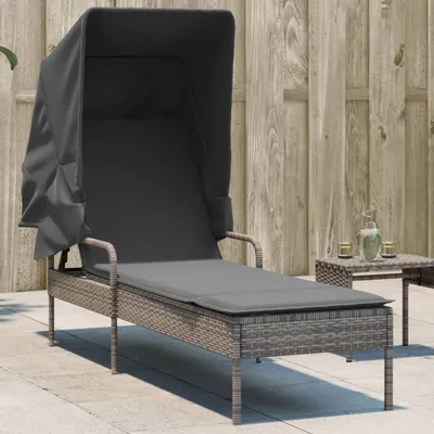 Produktbild von Maison Exclusive - Sonnenliege mit Dach Grau Poly Rattan
