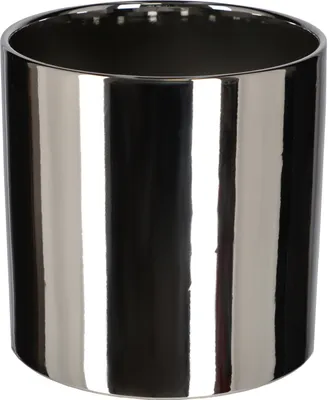 Produktbild von KOTARBAU® Glänzend Blumentopf ⌀200mm Zylinder Pflanztopf Keramik Übertopf Silber