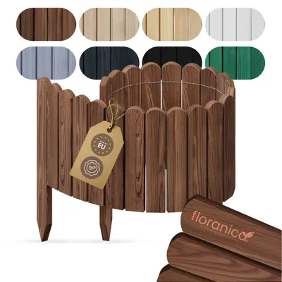 Produktbild von Floranica Beetumrandung H 30 x L 100 cm Braun – Rollborder aus Holz