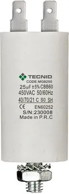Anlaufkondensator 25 µF, 450 V, 4-polig, M8-Befestigung