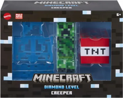Immagine prodotto di Mattel, figura di Minecraft Diamond Level Creeper con arma a blocchi TNT e accessori, colorata