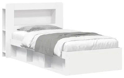 Produktbild von Bettgestell mit Stauraum Weiß 90 x 200 cm Holzwerkstoff