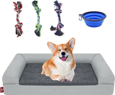 Image de Lit pour chien grand/moyen/petit - lavable animal de compagnie chien chat lits canapé tapis avec housse amovible, gris clair,taille M