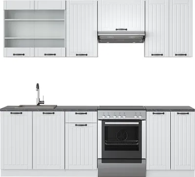 Produktbild von Küchenzeile Vicco Fame-Line Weiß Landhaus/Weiß 240 cm , AP Anthrazit, Model 42256