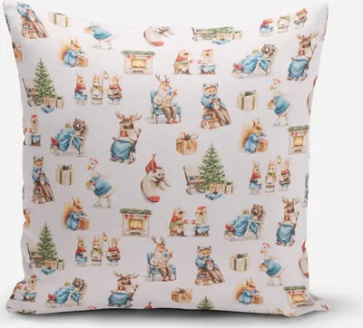 Produktbild von SCHÖNER LEBEN. Kissenhülle XMAS ANIMALS Weihnachten Tiere weiß grün rot verschiedene Größen Größe 70x70cm (HxB) 70x70cm (HxB) Größe