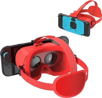 Immagine prodotto di Occhiali VR migliorati per Nintendo Switch 2, con lenti HD regolabili e comoda imbottitura per la testa, occhiali 3D rossi per Switch 2.