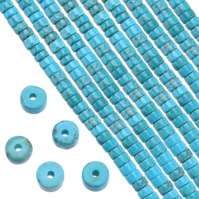 Obrázok produktu pre Steinské koráliky, tyrkysová farba, 4 mm, ploché, okrúhle, 334 kusov, vhodné na výrobu šperkov