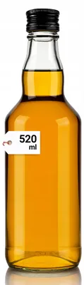 Obrázek produktu pro Skleněná láhev 520 ml s černým šroubovacím uzávěrem – lahev 0,5 l na likér, pálenku, sirup, šťávu a domácí destiláty