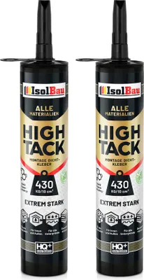 Produktbild von Isolbau Montagekleber High Tack - 2 x 470 g Extrem starker Hybrid MS Polymer Baukleber für Innen- & Außenbereich - 400 kg / 10 cm² - Weiß