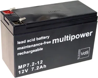 Produktbild von Multipower Bleigel-Akku MP7.2-12 12,0Volt 7,2Ah mit 4,8mm Steckanschlüssen