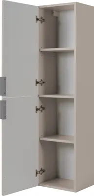 Productafbeelding van Badkamerkast, kasjmier, 27 x 35 x 136 cm, zilveren handgrepen
