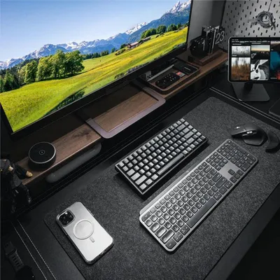 Immagine prodotto di Omgoods - Sottopad in feltro, 100 x 43 cm - Antiscivolo - Grande - Sottotavolo - Accessori per scrivania - Materiale resistente - Tappetino per mouse