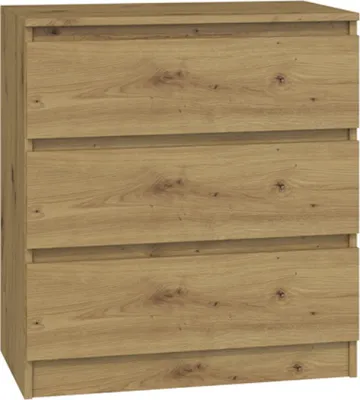 Produktbild von VBChome Kommode mit 3 Schubladen 70 x 40 x 77 cm Eiche Artisan Grifflose Schubladenkommode Mehrzweckschrank für Flur Schlafzimmer Wohnzimmer Kinderzimmer Modern Eiche Artisan