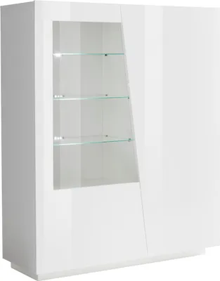 Produktbild von Vitrine Vitrinenschrank Standvitrine Highboard Standschrank "Viterbo I" Weiß Hochglanz