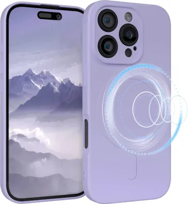 Produktbild von EAZY CASE - Silikonhülle magnetisch für Apple iPhone 16 Pro, Hülle Silikon, weich stoßfeste Magnet Handyhülle, Schutzhülle mit Kameraschutz, TPU Bumper in Lila