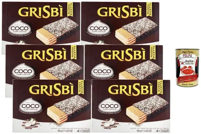 Produktbild von Vicenzi Italian Gourmet Bundle Kokos-Schoko-Waffelsnack 6x 120g + Italian Gourmet Polpa Gratis – Knusprige Waffelriegel mit Kokos & Schokoladenüberzug laut Verpackung, Vorrat 720g