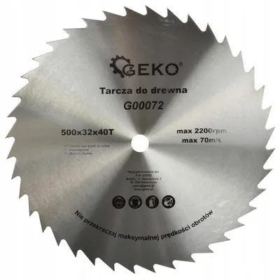 Zdjęcie produktu dla Piła tarczowa Geko, 500 mm x 32 mm, 40 zębów, do cięcia drewna
