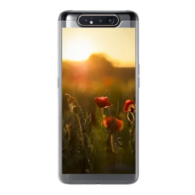 Produktbild von MuchoWow® Handyhülle Schutzhülle Hülle für Samsung Galaxy A80 Mohn - Sonnenuntergang - Gold Silikon Softcase Handy Hülle - Schutzdeckel